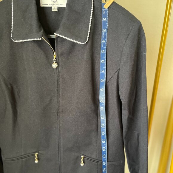 St. John Sport S Black & Pearl Designer Knit Sportcoat Timeless Classic - Picture 10 of 15